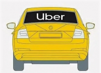 Наклейка на прозрачной основе для такси UBER на заднее стекло